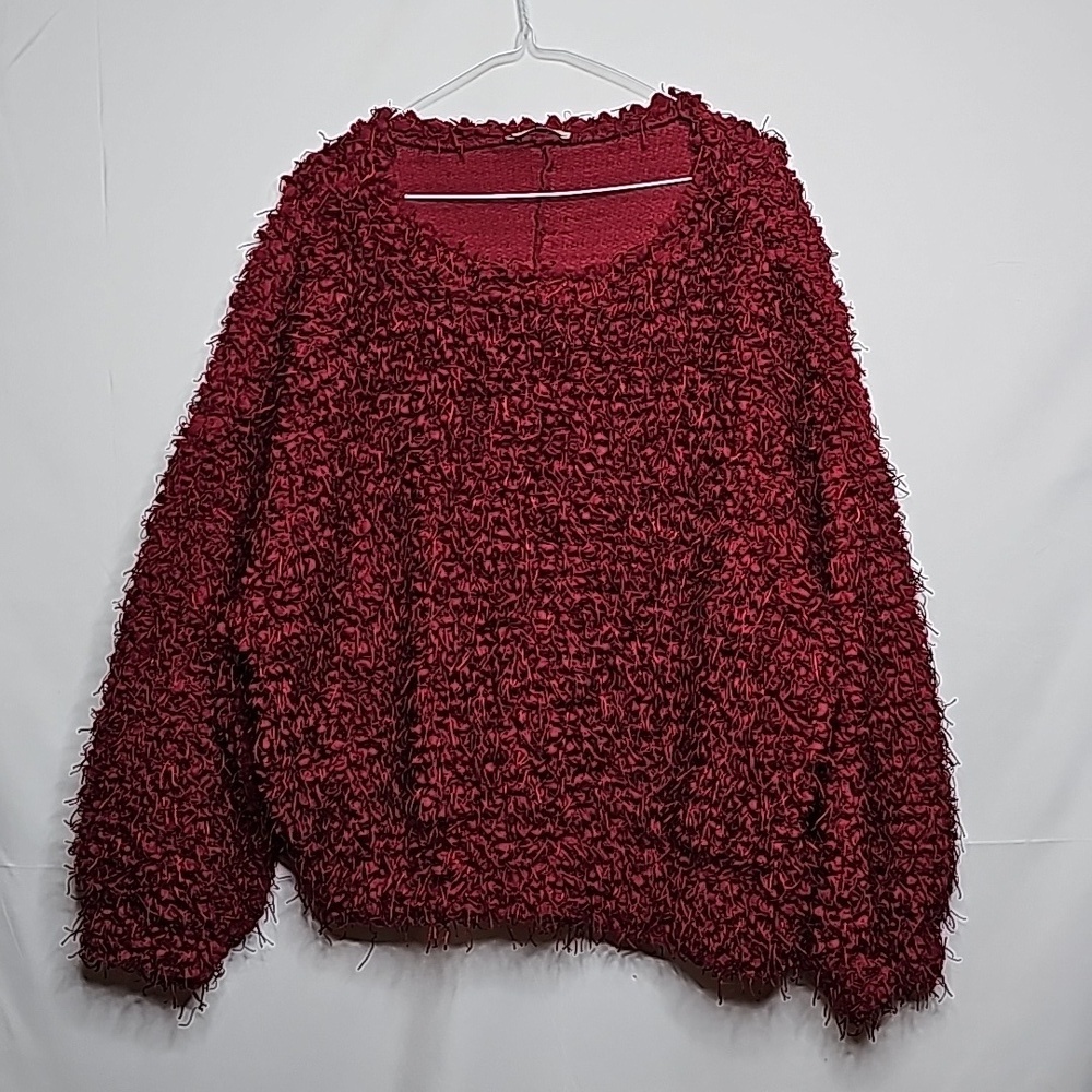 NWOT Zara burgundy red fuzzy popcorn warm sweater sz Small - Picture 1 of 7